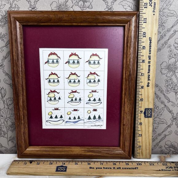 Vtg E Halsey Transformation Print From Ornament to Winter Scene Santa Signed - Picture 2 of 7